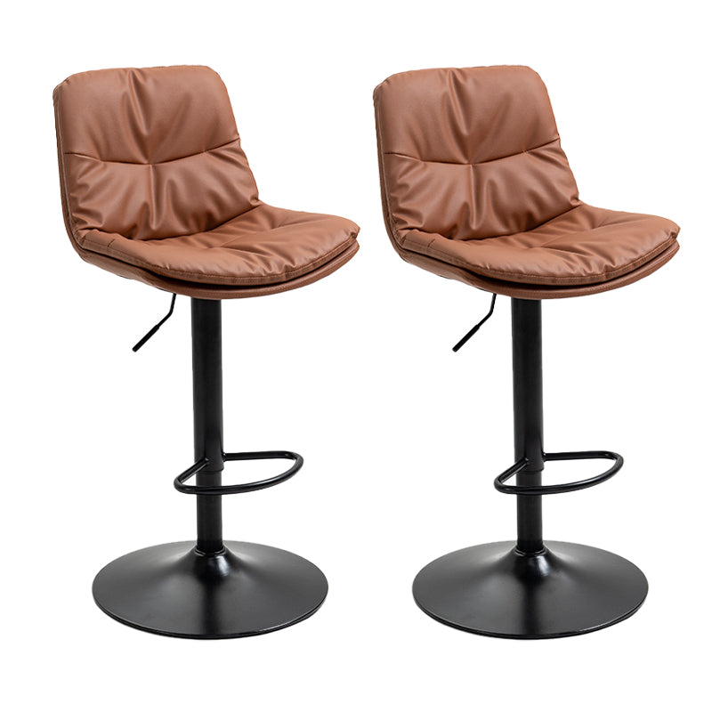 Modern Armless Rotatable Counter Stool Metal Cafe Bar Stool with Cushion and Pedal Coffee Black 2 Piece Set Clearhalo 'Bar Furniture' 'Bar Stools' 'bar_stools' 'furn' 'furn_bar_stools' 'Furniture' 'Kitchen & Dining Furniture' 7443929