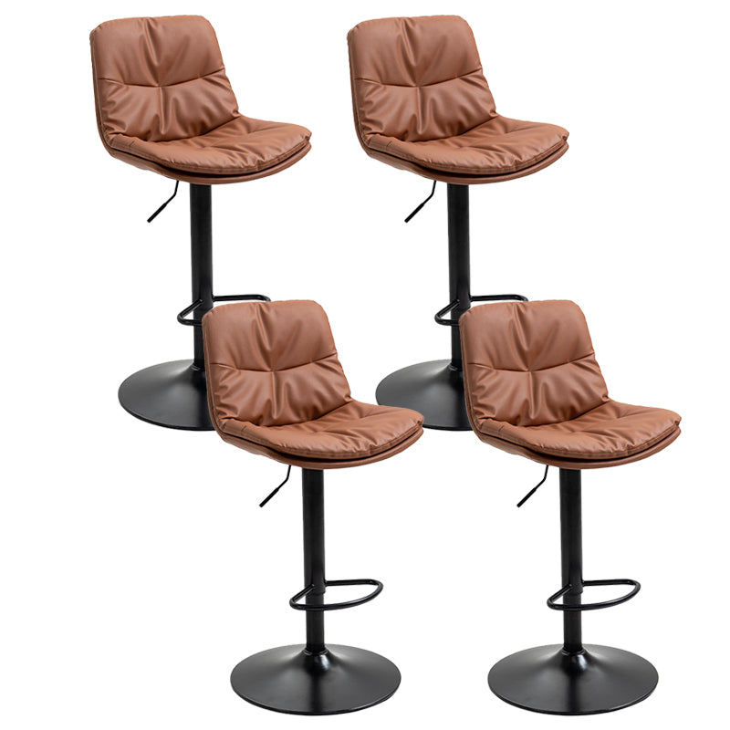 Modern Armless Rotatable Counter Stool Metal Cafe Bar Stool with Cushion and Pedal Coffee Black 4 Piece Set Clearhalo 'Bar Furniture' 'Bar Stools' 'bar_stools' 'furn' 'furn_bar_stools' 'Furniture' 'Kitchen & Dining Furniture' 7443930