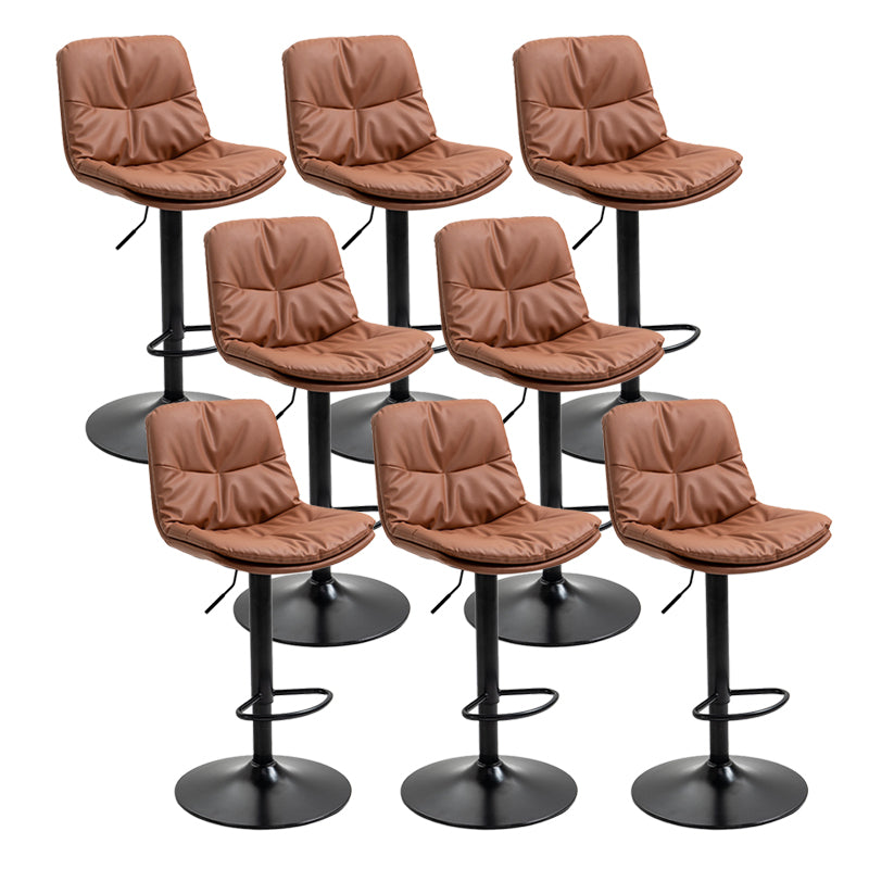 Modern Armless Rotatable Counter Stool Metal Cafe Bar Stool with Cushion and Pedal Coffee Black 8 Piece Set Clearhalo 'Bar Furniture' 'Bar Stools' 'bar_stools' 'furn' 'furn_bar_stools' 'Furniture' 'Kitchen & Dining Furniture' 7443932