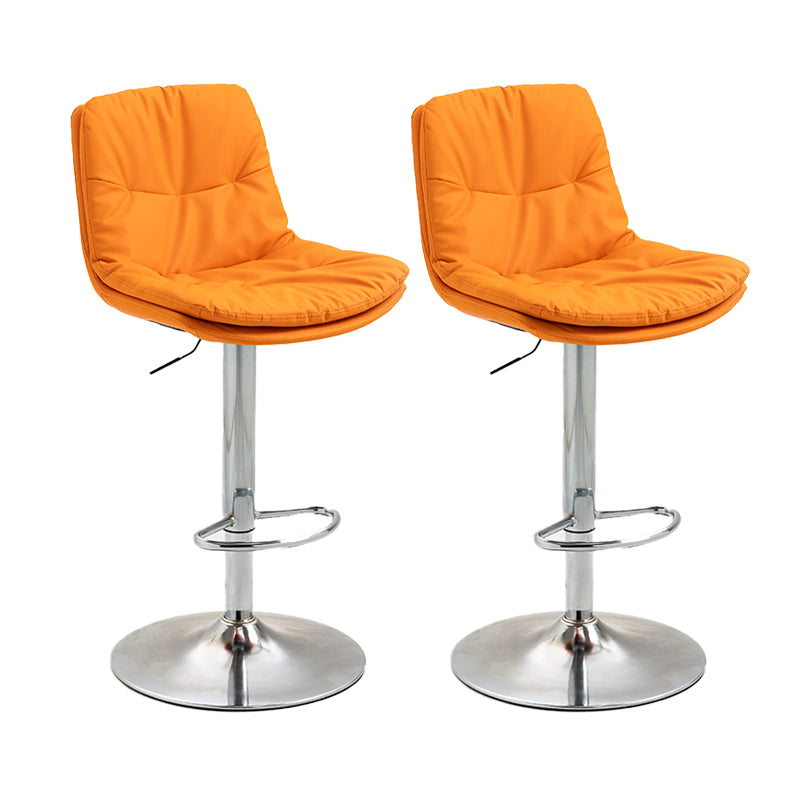 Modern Armless Rotatable Counter Stool Metal Cafe Bar Stool with Cushion and Pedal Orange Silver 2 Piece Set Clearhalo 'Bar Furniture' 'Bar Stools' 'bar_stools' 'furn' 'furn_bar_stools' 'Furniture' 'Kitchen & Dining Furniture' 7443934