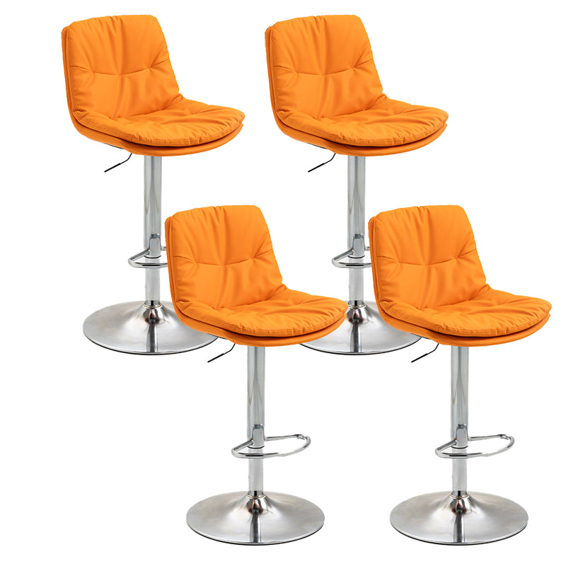 Modern Armless Rotatable Counter Stool Metal Cafe Bar Stool with Cushion and Pedal Orange Silver 4 Piece Set Clearhalo 'Bar Furniture' 'Bar Stools' 'bar_stools' 'furn' 'furn_bar_stools' 'Furniture' 'Kitchen & Dining Furniture' 7443935