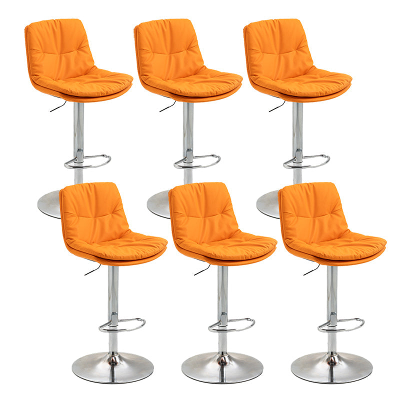 Modern Armless Rotatable Counter Stool Metal Cafe Bar Stool with Cushion and Pedal Orange Silver 6 Piece Set Clearhalo 'Bar Furniture' 'Bar Stools' 'bar_stools' 'furn' 'furn_bar_stools' 'Furniture' 'Kitchen & Dining Furniture' 7443936