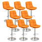 Modern Armless Rotatable Counter Stool Metal Cafe Bar Stool with Cushion and Pedal Orange Silver 8 Piece Set Clearhalo 'Bar Furniture' 'Bar Stools' 'bar_stools' 'furn' 'furn_bar_stools' 'Furniture' 'Kitchen & Dining Furniture' 7443937