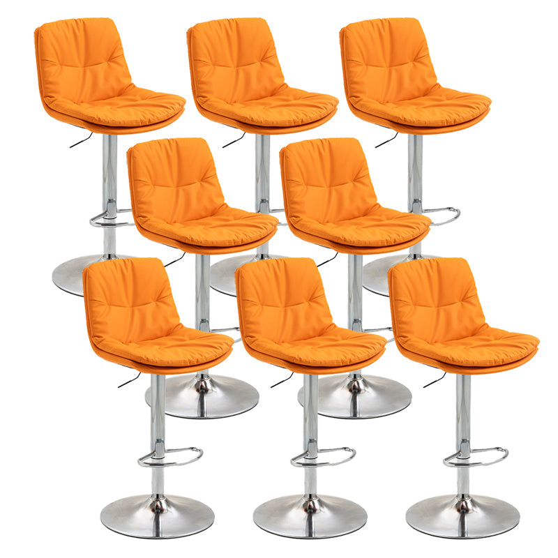 Modern Armless Rotatable Counter Stool Metal Cafe Bar Stool with Cushion and Pedal Orange Silver 8 Piece Set Clearhalo 'Bar Furniture' 'Bar Stools' 'bar_stools' 'furn' 'furn_bar_stools' 'Furniture' 'Kitchen & Dining Furniture' 7443937