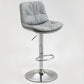 Modern Armless Rotatable Counter Stool Metal Cafe Bar Stool with Cushion and Pedal Silver Gray Silver 1 Piece Clearhalo 'Bar Furniture' 'Bar Stools' 'bar_stools' 'furn' 'furn_bar_stools' 'Furniture' 'Kitchen & Dining Furniture' 7443938