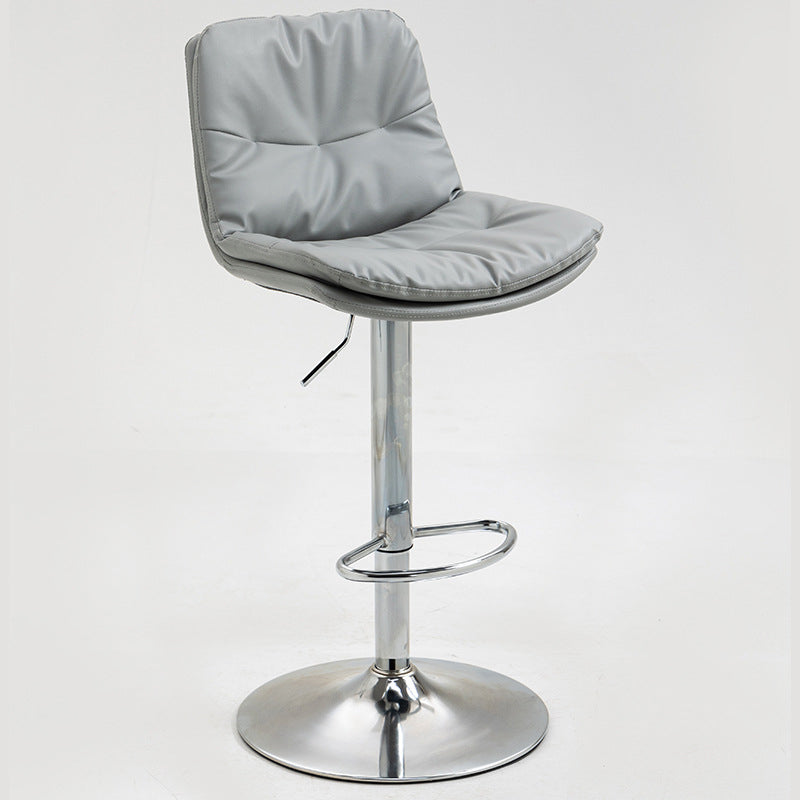 Modern Armless Rotatable Counter Stool Metal Cafe Bar Stool with Cushion and Pedal Silver Gray Silver 1 Piece Clearhalo 'Bar Furniture' 'Bar Stools' 'bar_stools' 'furn' 'furn_bar_stools' 'Furniture' 'Kitchen & Dining Furniture' 7443938
