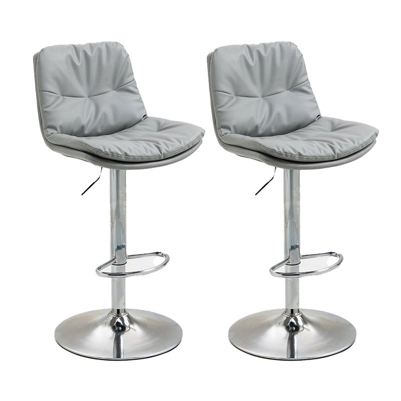 Modern Armless Rotatable Counter Stool Metal Cafe Bar Stool with Cushion and Pedal Silver Gray Silver 2 Piece Set Clearhalo 'Bar Furniture' 'Bar Stools' 'bar_stools' 'furn' 'furn_bar_stools' 'Furniture' 'Kitchen & Dining Furniture' 7443939