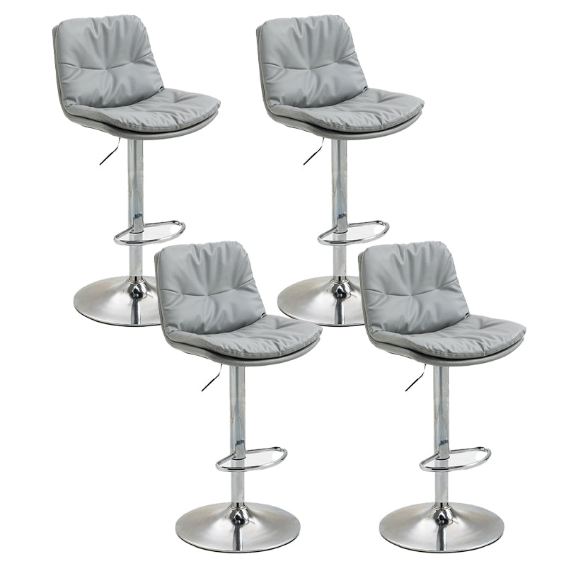 Modern Armless Rotatable Counter Stool Metal Cafe Bar Stool with Cushion and Pedal Silver Gray Silver 4 Piece Set Clearhalo 'Bar Furniture' 'Bar Stools' 'bar_stools' 'furn' 'furn_bar_stools' 'Furniture' 'Kitchen & Dining Furniture' 7443940