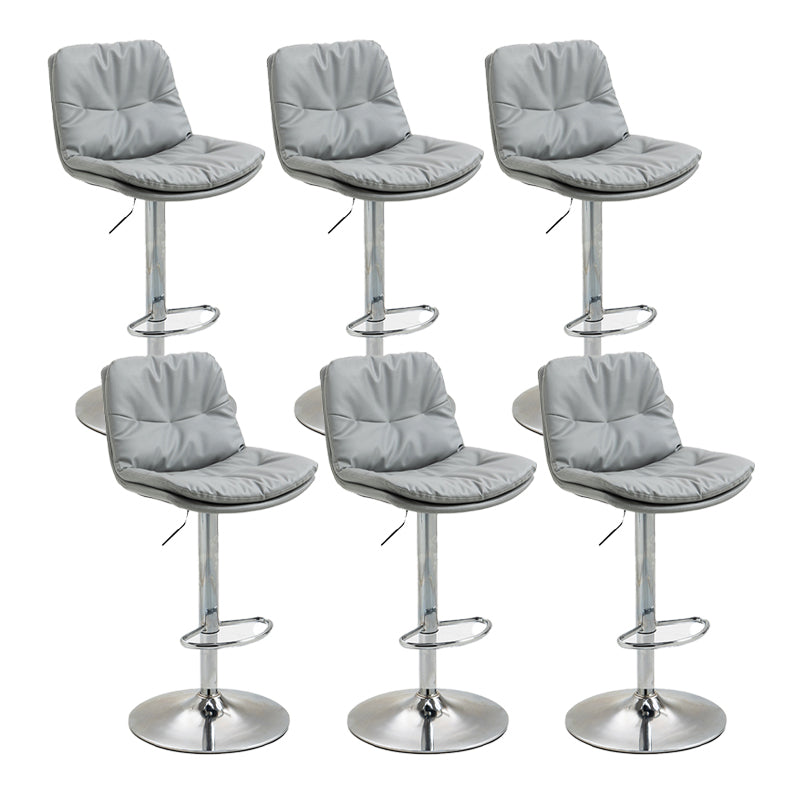 Modern Armless Rotatable Counter Stool Metal Cafe Bar Stool with Cushion and Pedal Silver Gray Silver 6 Piece Set Clearhalo 'Bar Furniture' 'Bar Stools' 'bar_stools' 'furn' 'furn_bar_stools' 'Furniture' 'Kitchen & Dining Furniture' 7443941
