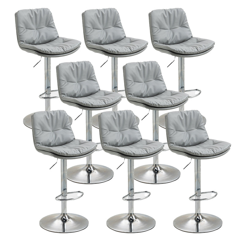 Modern Armless Rotatable Counter Stool Metal Cafe Bar Stool with Cushion and Pedal Silver Gray Silver 8 Piece Set Clearhalo 'Bar Furniture' 'Bar Stools' 'bar_stools' 'furn' 'furn_bar_stools' 'Furniture' 'Kitchen & Dining Furniture' 7443942