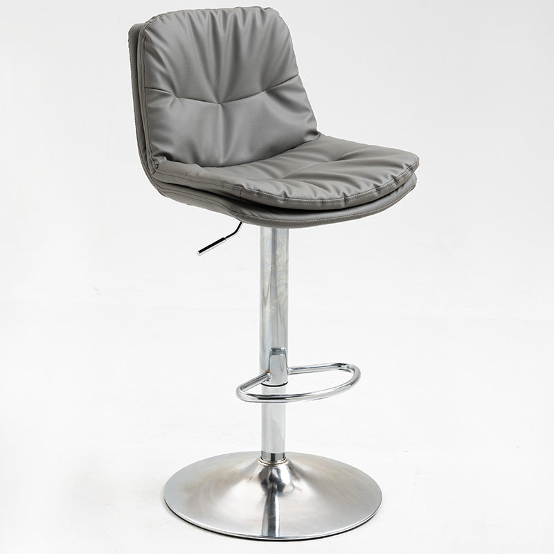 Modern Armless Rotatable Counter Stool Metal Cafe Bar Stool with Cushion and Pedal Dark Gray Silver 1 Piece Clearhalo 'Bar Furniture' 'Bar Stools' 'bar_stools' 'furn' 'furn_bar_stools' 'Furniture' 'Kitchen & Dining Furniture' 7443943