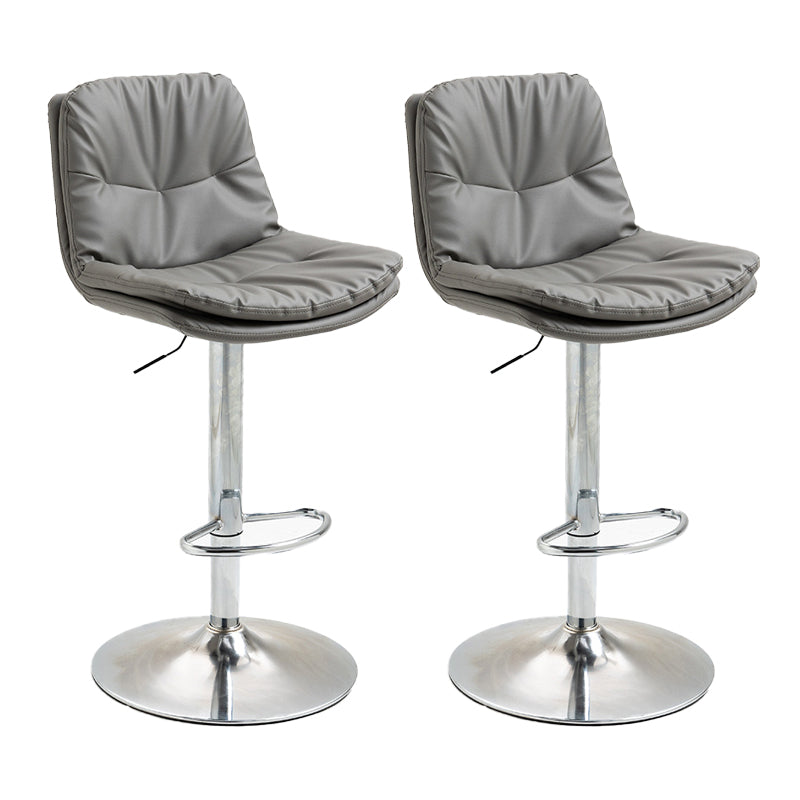 Modern Armless Rotatable Counter Stool Metal Cafe Bar Stool with Cushion and Pedal Dark Gray Silver 2 Piece Set Clearhalo 'Bar Furniture' 'Bar Stools' 'bar_stools' 'furn' 'furn_bar_stools' 'Furniture' 'Kitchen & Dining Furniture' 7443944