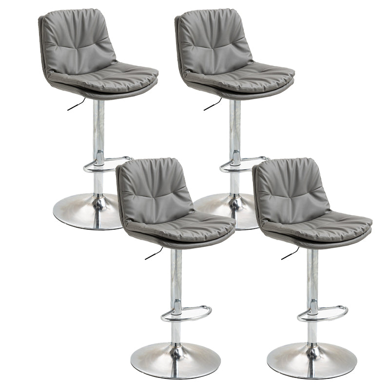 Modern Armless Rotatable Counter Stool Metal Cafe Bar Stool with Cushion and Pedal Dark Gray Silver 4 Piece Set Clearhalo 'Bar Furniture' 'Bar Stools' 'bar_stools' 'furn' 'furn_bar_stools' 'Furniture' 'Kitchen & Dining Furniture' 7443945
