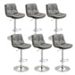 Modern Armless Rotatable Counter Stool Metal Cafe Bar Stool with Cushion and Pedal Dark Gray Silver 6 Piece Set Clearhalo 'Bar Furniture' 'Bar Stools' 'bar_stools' 'furn' 'furn_bar_stools' 'Furniture' 'Kitchen & Dining Furniture' 7443946