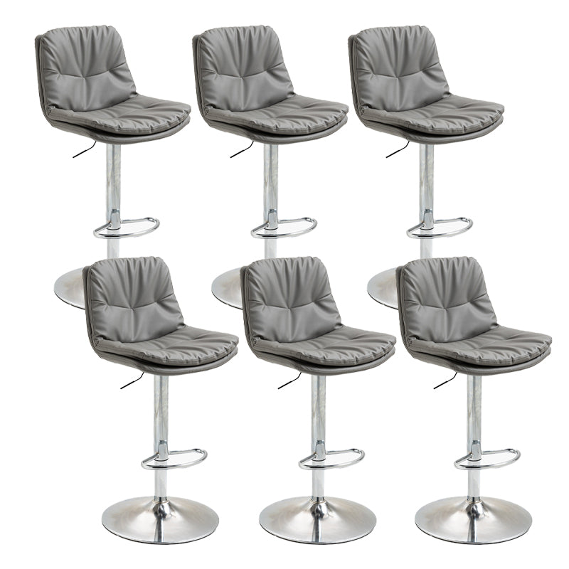 Modern Armless Rotatable Counter Stool Metal Cafe Bar Stool with Cushion and Pedal Dark Gray Silver 6 Piece Set Clearhalo 'Bar Furniture' 'Bar Stools' 'bar_stools' 'furn' 'furn_bar_stools' 'Furniture' 'Kitchen & Dining Furniture' 7443946