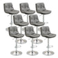 Modern Armless Rotatable Counter Stool Metal Cafe Bar Stool with Cushion and Pedal Dark Gray Silver 8 Piece Set Clearhalo 'Bar Furniture' 'Bar Stools' 'bar_stools' 'furn' 'furn_bar_stools' 'Furniture' 'Kitchen & Dining Furniture' 7443947