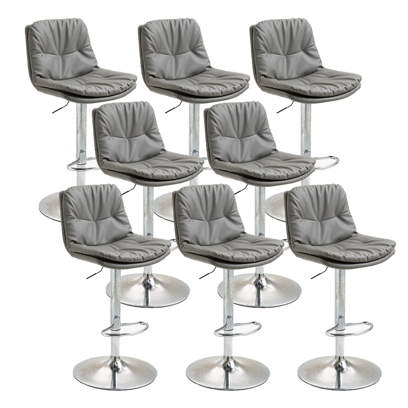 Modern Armless Rotatable Counter Stool Metal Cafe Bar Stool with Cushion and Pedal Dark Gray Silver 8 Piece Set Clearhalo 'Bar Furniture' 'Bar Stools' 'bar_stools' 'furn' 'furn_bar_stools' 'Furniture' 'Kitchen & Dining Furniture' 7443947