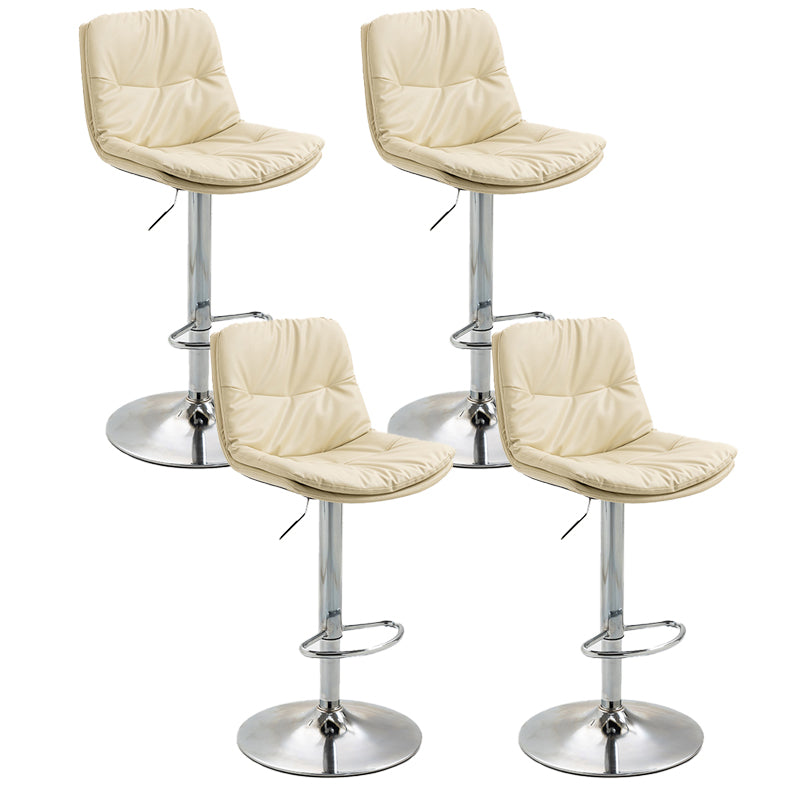 Modern Armless Rotatable Counter Stool Metal Cafe Bar Stool with Cushion and Pedal Off-White Silver 4 Piece Set Clearhalo 'Bar Furniture' 'Bar Stools' 'bar_stools' 'furn' 'furn_bar_stools' 'Furniture' 'Kitchen & Dining Furniture' 7443950