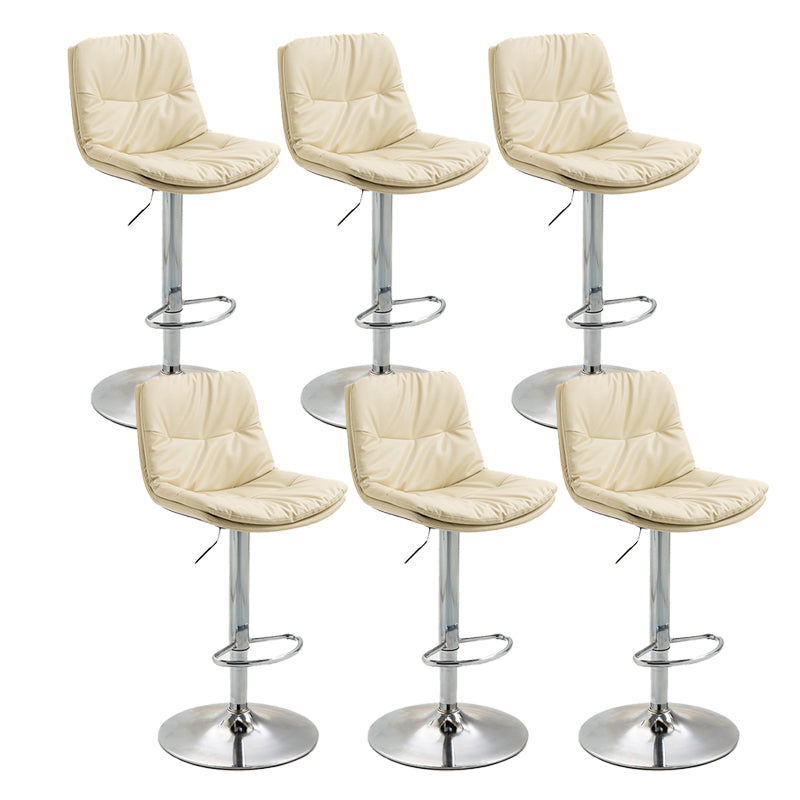 Modern Armless Rotatable Counter Stool Metal Cafe Bar Stool with Cushion and Pedal Off-White Silver 6 Piece Set Clearhalo 'Bar Furniture' 'Bar Stools' 'bar_stools' 'furn' 'furn_bar_stools' 'Furniture' 'Kitchen & Dining Furniture' 7443951