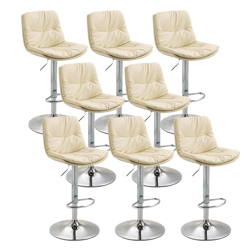 Modern Armless Rotatable Counter Stool Metal Cafe Bar Stool with Cushion and Pedal Off-White Silver 8 Piece Set Clearhalo 'Bar Furniture' 'Bar Stools' 'bar_stools' 'furn' 'furn_bar_stools' 'Furniture' 'Kitchen & Dining Furniture' 7443952