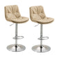 Modern Armless Rotatable Counter Stool Metal Cafe Bar Stool with Cushion and Pedal Khaki Silver 2 Piece Set Clearhalo 'Bar Furniture' 'Bar Stools' 'bar_stools' 'furn' 'furn_bar_stools' 'Furniture' 'Kitchen & Dining Furniture' 7443954