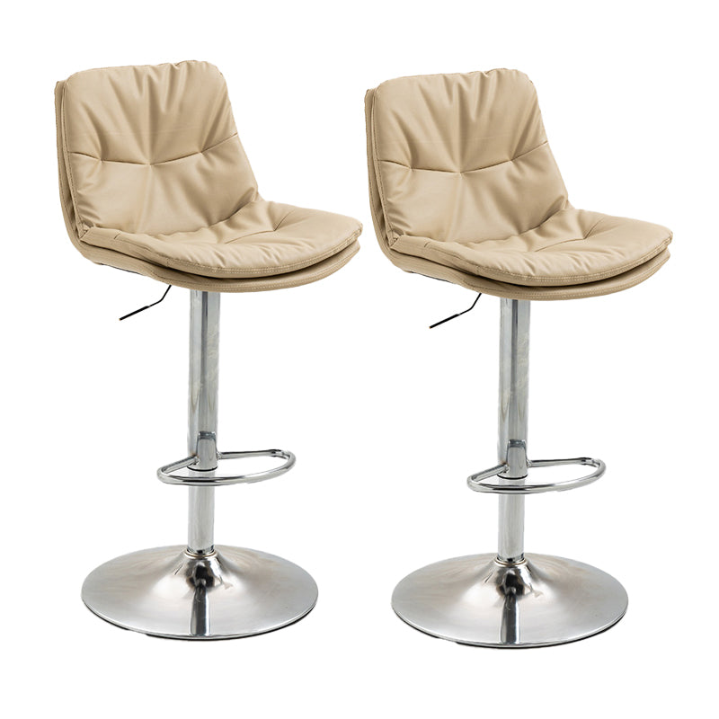 Modern Armless Rotatable Counter Stool Metal Cafe Bar Stool with Cushion and Pedal Khaki Silver 2 Piece Set Clearhalo 'Bar Furniture' 'Bar Stools' 'bar_stools' 'furn' 'furn_bar_stools' 'Furniture' 'Kitchen & Dining Furniture' 7443954