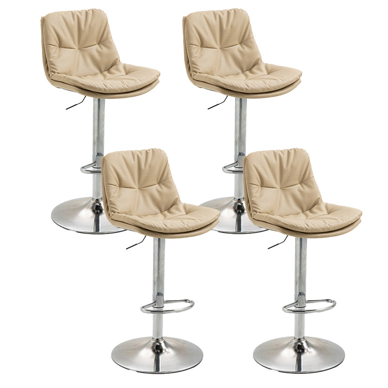 Modern Armless Rotatable Counter Stool Metal Cafe Bar Stool with Cushion and Pedal Khaki Silver 4 Piece Set Clearhalo 'Bar Furniture' 'Bar Stools' 'bar_stools' 'furn' 'furn_bar_stools' 'Furniture' 'Kitchen & Dining Furniture' 7443955