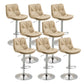 Modern Armless Rotatable Counter Stool Metal Cafe Bar Stool with Cushion and Pedal Khaki Silver 8 Piece Set Clearhalo 'Bar Furniture' 'Bar Stools' 'bar_stools' 'furn' 'furn_bar_stools' 'Furniture' 'Kitchen & Dining Furniture' 7443957