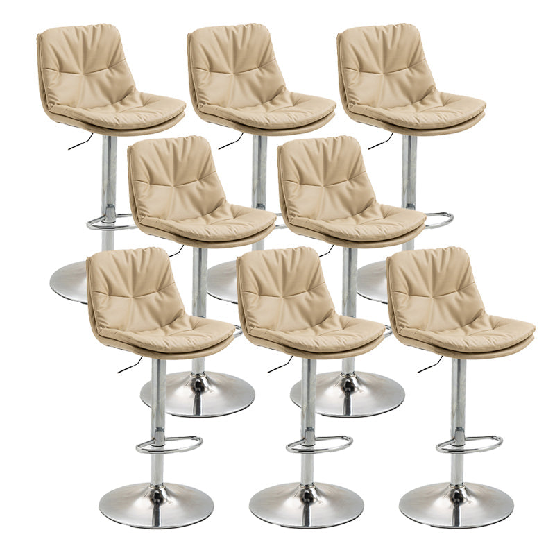 Modern Armless Rotatable Counter Stool Metal Cafe Bar Stool with Cushion and Pedal Khaki Silver 8 Piece Set Clearhalo 'Bar Furniture' 'Bar Stools' 'bar_stools' 'furn' 'furn_bar_stools' 'Furniture' 'Kitchen & Dining Furniture' 7443957