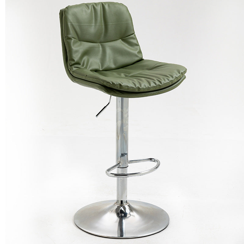 Modern Armless Rotatable Counter Stool Metal Cafe Bar Stool with Cushion and Pedal Green Silver 1 Piece Clearhalo 'Bar Furniture' 'Bar Stools' 'bar_stools' 'furn' 'furn_bar_stools' 'Furniture' 'Kitchen & Dining Furniture' 7443958