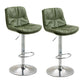 Modern Armless Rotatable Counter Stool Metal Cafe Bar Stool with Cushion and Pedal Green Silver 2 Piece Set Clearhalo 'Bar Furniture' 'Bar Stools' 'bar_stools' 'furn' 'furn_bar_stools' 'Furniture' 'Kitchen & Dining Furniture' 7443959