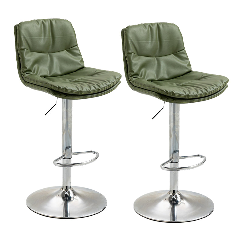 Modern Armless Rotatable Counter Stool Metal Cafe Bar Stool with Cushion and Pedal Green Silver 2 Piece Set Clearhalo 'Bar Furniture' 'Bar Stools' 'bar_stools' 'furn' 'furn_bar_stools' 'Furniture' 'Kitchen & Dining Furniture' 7443959