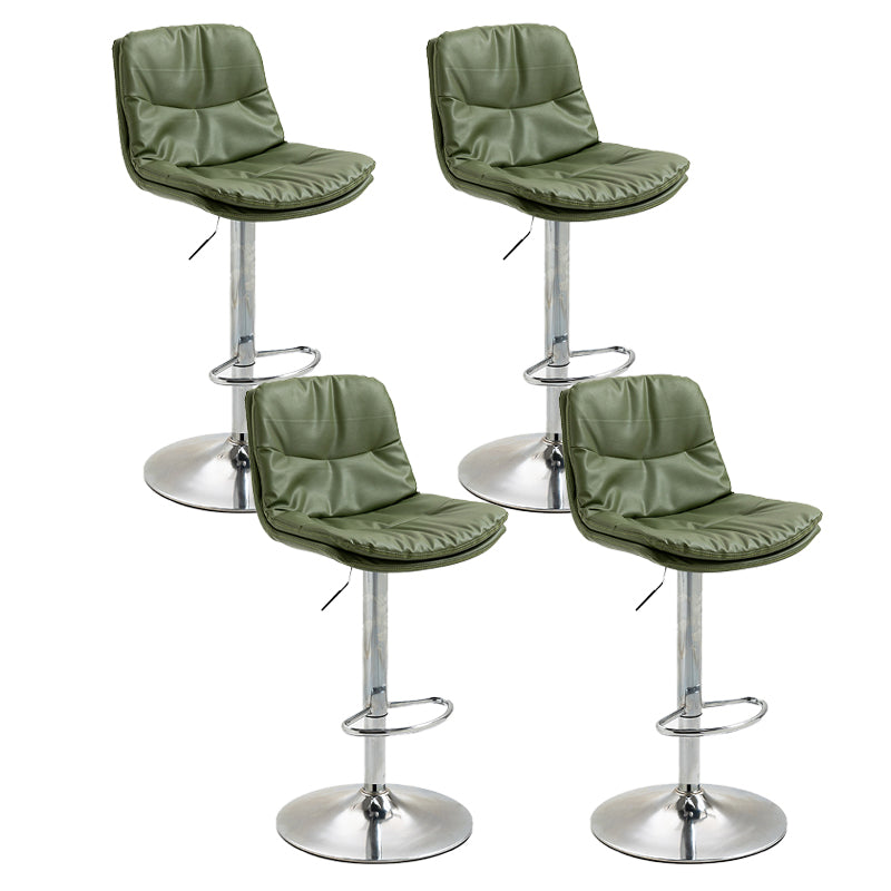 Modern Armless Rotatable Counter Stool Metal Cafe Bar Stool with Cushion and Pedal Green Silver 4 Piece Set Clearhalo 'Bar Furniture' 'Bar Stools' 'bar_stools' 'furn' 'furn_bar_stools' 'Furniture' 'Kitchen & Dining Furniture' 7443960