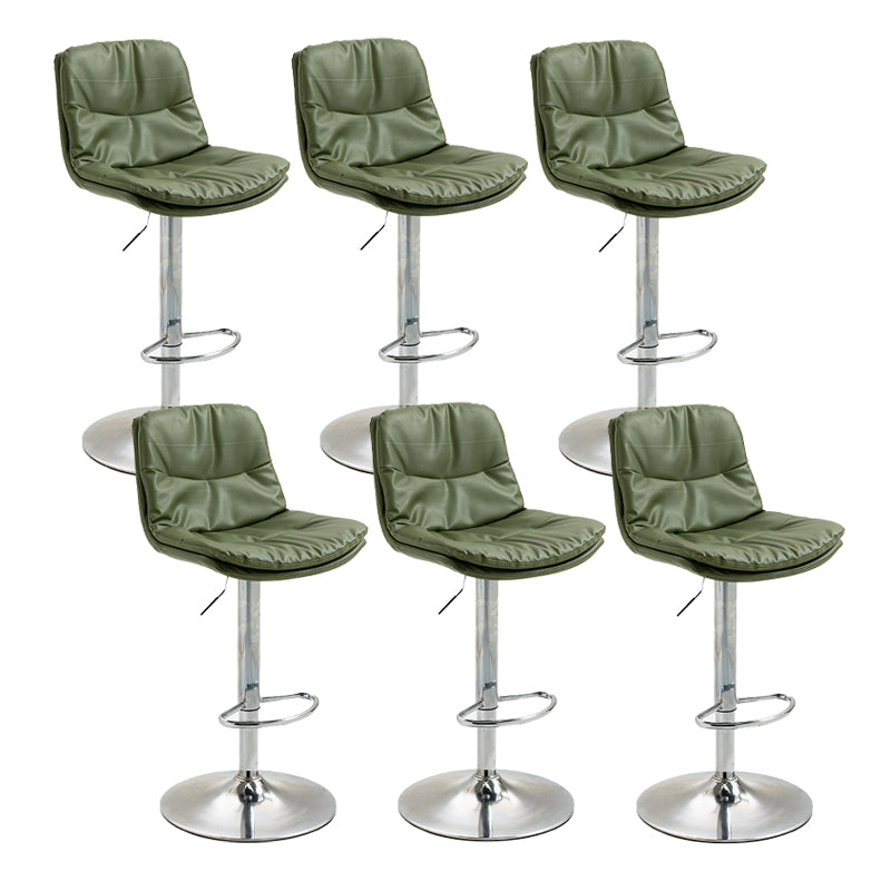 Modern Armless Rotatable Counter Stool Metal Cafe Bar Stool with Cushion and Pedal Green Silver 6 Piece Set Clearhalo 'Bar Furniture' 'Bar Stools' 'bar_stools' 'furn' 'furn_bar_stools' 'Furniture' 'Kitchen & Dining Furniture' 7443961