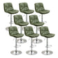 Modern Armless Rotatable Counter Stool Metal Cafe Bar Stool with Cushion and Pedal Green Silver 8 Piece Set Clearhalo 'Bar Furniture' 'Bar Stools' 'bar_stools' 'furn' 'furn_bar_stools' 'Furniture' 'Kitchen & Dining Furniture' 7443962