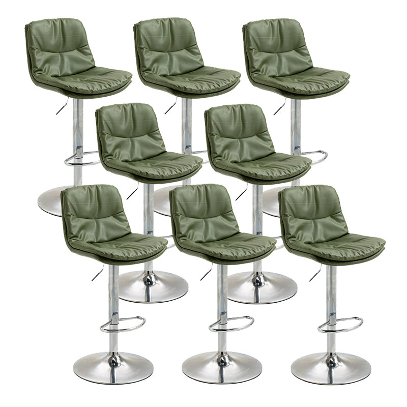 Modern Armless Rotatable Counter Stool Metal Cafe Bar Stool with Cushion and Pedal Green Silver 8 Piece Set Clearhalo 'Bar Furniture' 'Bar Stools' 'bar_stools' 'furn' 'furn_bar_stools' 'Furniture' 'Kitchen & Dining Furniture' 7443962