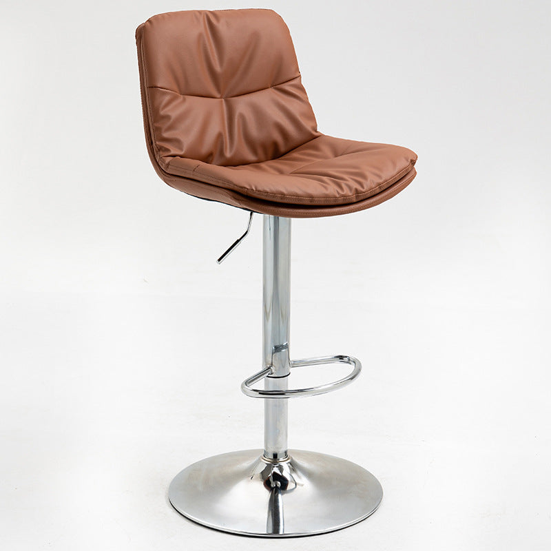 Modern Armless Rotatable Counter Stool Metal Cafe Bar Stool with Cushion and Pedal Coffee Silver 1 Piece Clearhalo 'Bar Furniture' 'Bar Stools' 'bar_stools' 'furn' 'furn_bar_stools' 'Furniture' 'Kitchen & Dining Furniture' 7443963