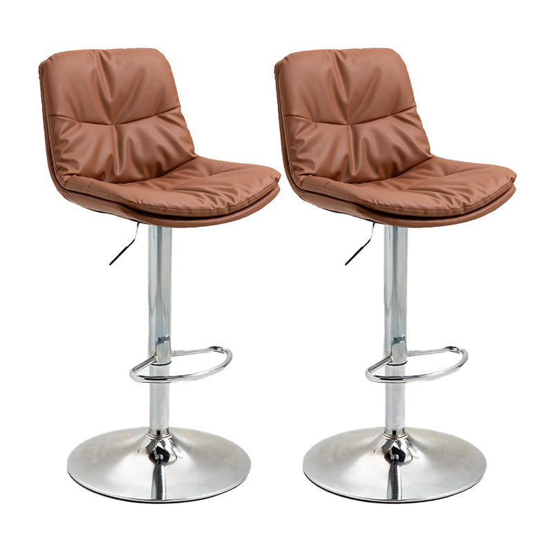 Modern Armless Rotatable Counter Stool Metal Cafe Bar Stool with Cushion and Pedal Coffee Silver 2 Piece Set Clearhalo 'Bar Furniture' 'Bar Stools' 'bar_stools' 'furn' 'furn_bar_stools' 'Furniture' 'Kitchen & Dining Furniture' 7443964