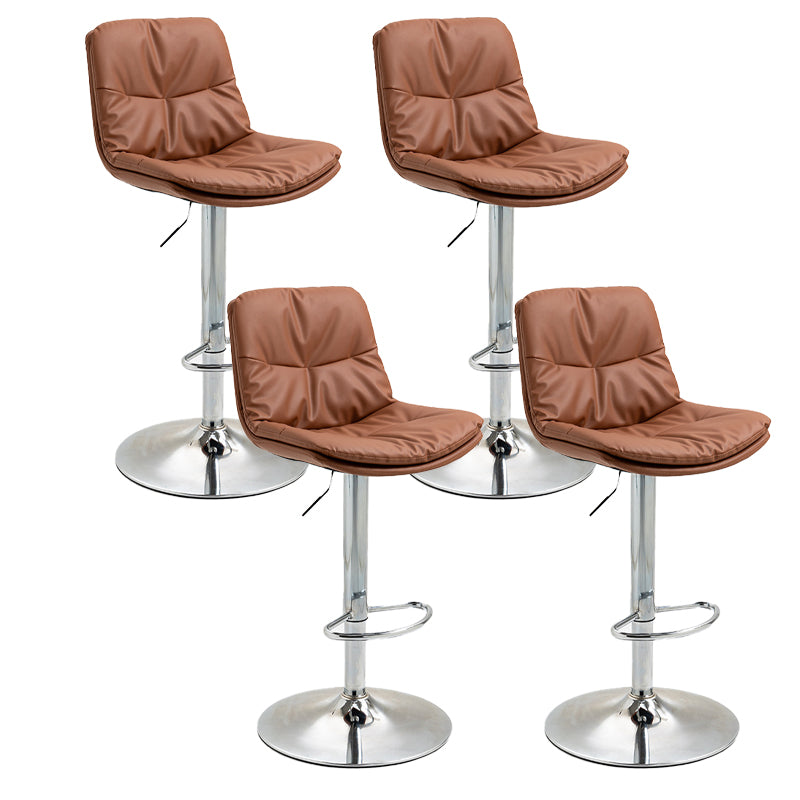 Modern Armless Rotatable Counter Stool Metal Cafe Bar Stool with Cushion and Pedal Coffee Silver 4 Piece Set Clearhalo 'Bar Furniture' 'Bar Stools' 'bar_stools' 'furn' 'furn_bar_stools' 'Furniture' 'Kitchen & Dining Furniture' 7443965