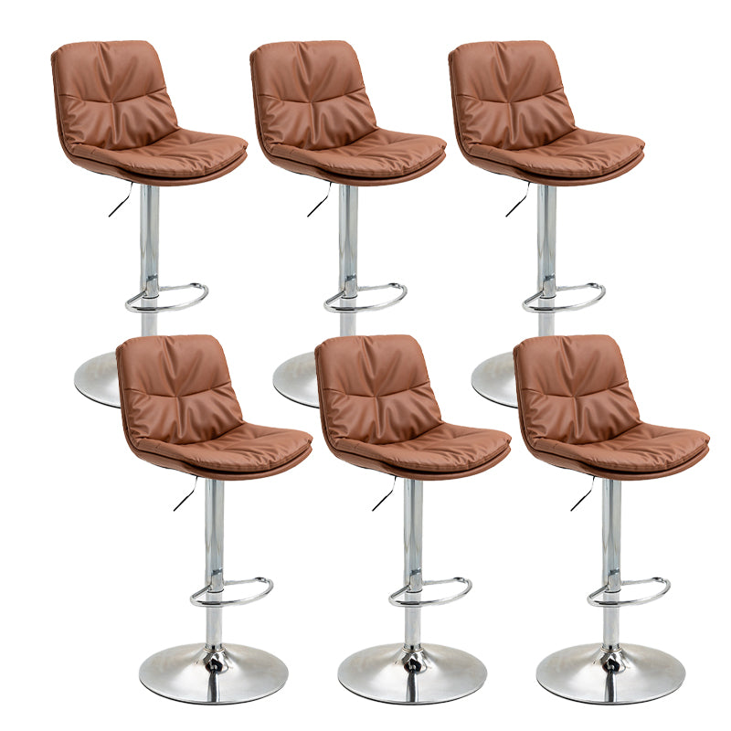 Modern Armless Rotatable Counter Stool Metal Cafe Bar Stool with Cushion and Pedal Coffee Silver 6 Piece Set Clearhalo 'Bar Furniture' 'Bar Stools' 'bar_stools' 'furn' 'furn_bar_stools' 'Furniture' 'Kitchen & Dining Furniture' 7443966