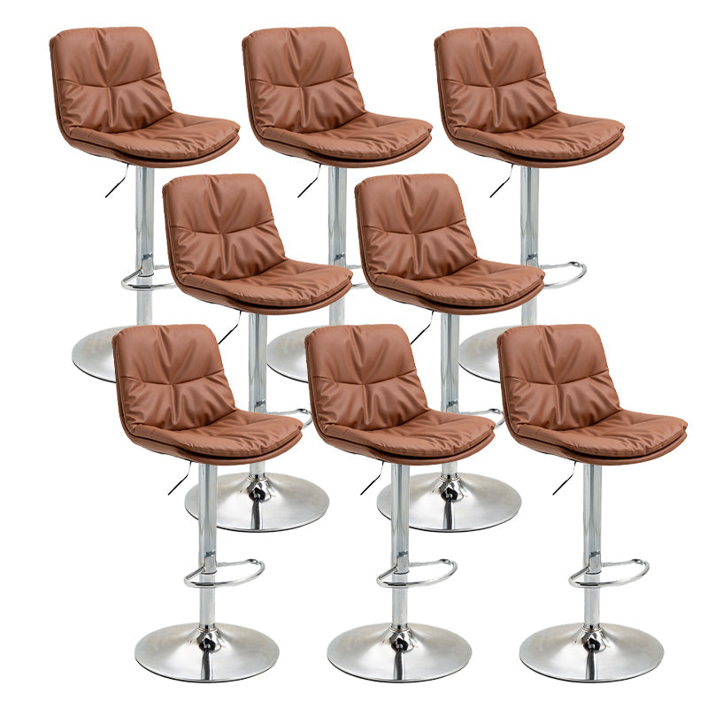 Modern Armless Rotatable Counter Stool Metal Cafe Bar Stool with Cushion and Pedal Coffee Silver 8 Piece Set Clearhalo 'Bar Furniture' 'Bar Stools' 'bar_stools' 'furn' 'furn_bar_stools' 'Furniture' 'Kitchen & Dining Furniture' 7443967