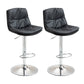 Modern Armless Rotatable Counter Stool Metal Cafe Bar Stool with Cushion and Pedal Black Silver 2 Piece Set Clearhalo 'Bar Furniture' 'Bar Stools' 'bar_stools' 'furn' 'furn_bar_stools' 'Furniture' 'Kitchen & Dining Furniture' 7443969