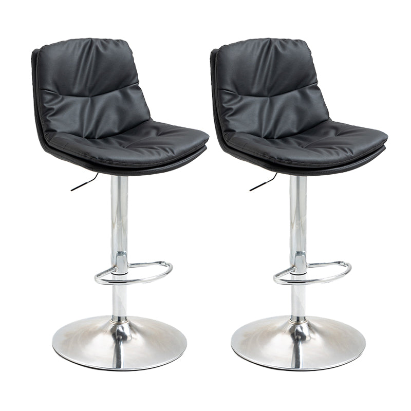Modern Armless Rotatable Counter Stool Metal Cafe Bar Stool with Cushion and Pedal Black Silver 2 Piece Set Clearhalo 'Bar Furniture' 'Bar Stools' 'bar_stools' 'furn' 'furn_bar_stools' 'Furniture' 'Kitchen & Dining Furniture' 7443969