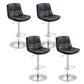 Modern Armless Rotatable Counter Stool Metal Cafe Bar Stool with Cushion and Pedal Black Silver 4 Piece Set Clearhalo 'Bar Furniture' 'Bar Stools' 'bar_stools' 'furn' 'furn_bar_stools' 'Furniture' 'Kitchen & Dining Furniture' 7443970