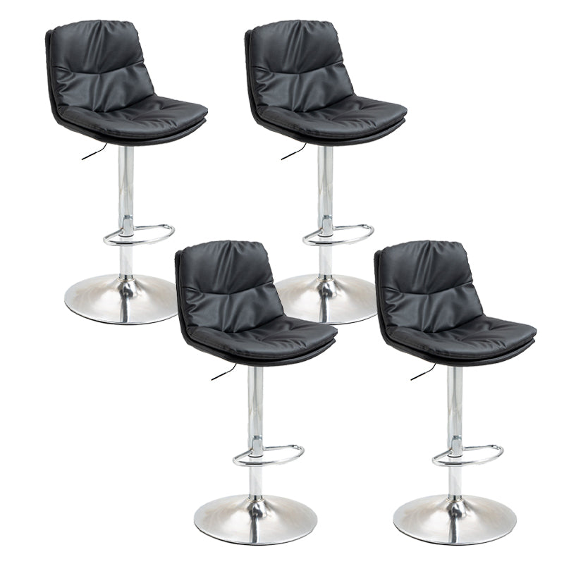 Modern Armless Rotatable Counter Stool Metal Cafe Bar Stool with Cushion and Pedal Black Silver 4 Piece Set Clearhalo 'Bar Furniture' 'Bar Stools' 'bar_stools' 'furn' 'furn_bar_stools' 'Furniture' 'Kitchen & Dining Furniture' 7443970