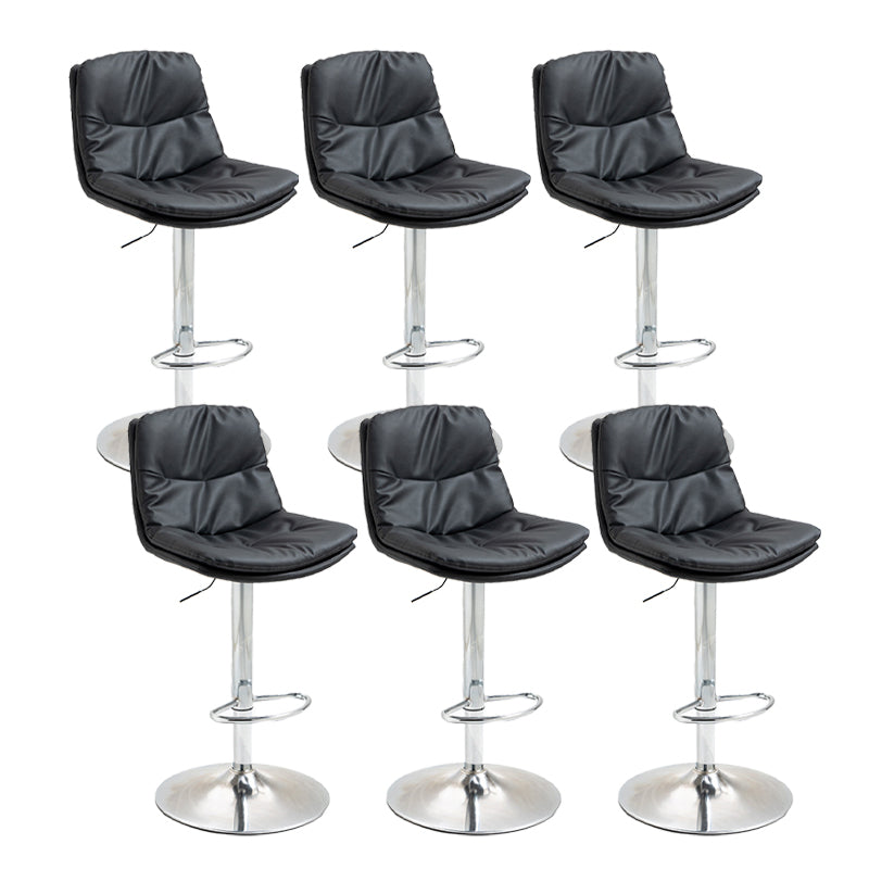 Modern Armless Rotatable Counter Stool Metal Cafe Bar Stool with Cushion and Pedal Black Silver 6 Piece Set Clearhalo 'Bar Furniture' 'Bar Stools' 'bar_stools' 'furn' 'furn_bar_stools' 'Furniture' 'Kitchen & Dining Furniture' 7443971