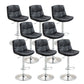 Modern Armless Rotatable Counter Stool Metal Cafe Bar Stool with Cushion and Pedal Black Silver 8 Piece Set Clearhalo 'Bar Furniture' 'Bar Stools' 'bar_stools' 'furn' 'furn_bar_stools' 'Furniture' 'Kitchen & Dining Furniture' 7443972