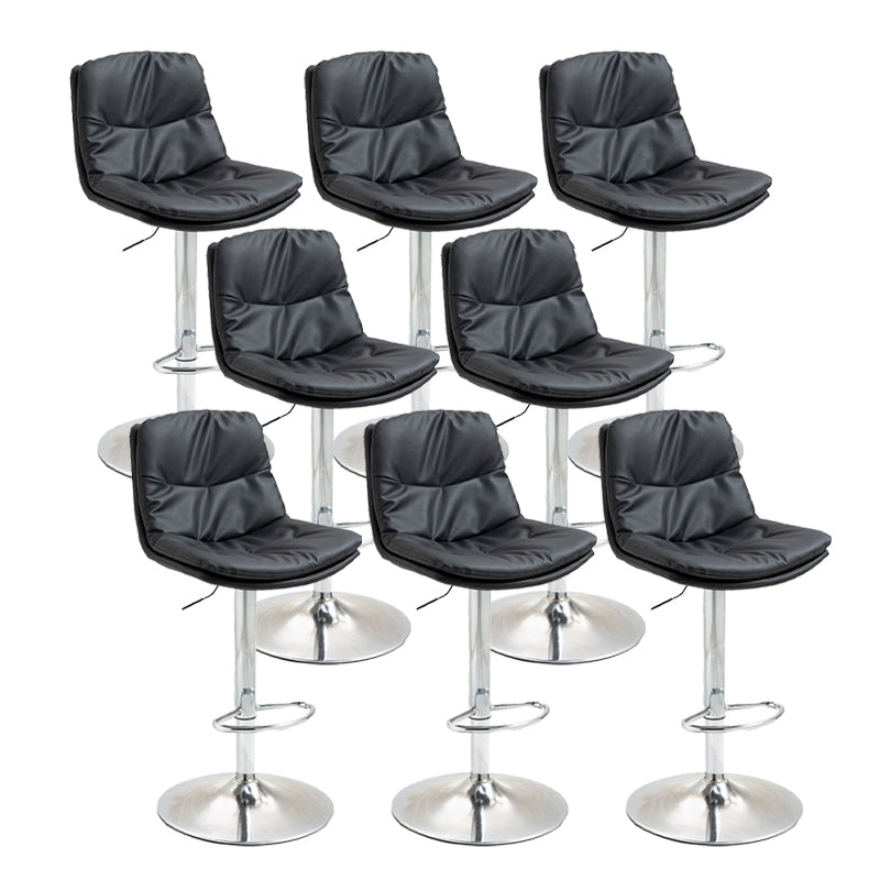 Modern Armless Rotatable Counter Stool Metal Cafe Bar Stool with Cushion and Pedal Black Silver 8 Piece Set Clearhalo 'Bar Furniture' 'Bar Stools' 'bar_stools' 'furn' 'furn_bar_stools' 'Furniture' 'Kitchen & Dining Furniture' 7443972
