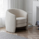 White Fixed Back Lounge Chair Arms Included Barrel Chair for Living Room Clearhalo 'Accent Chairs' 'accent_chairs' 'Chairs & Seating' 'furn' 'furn_accent_chairs' 'Furniture' 'Living Room Furniture' 7444036