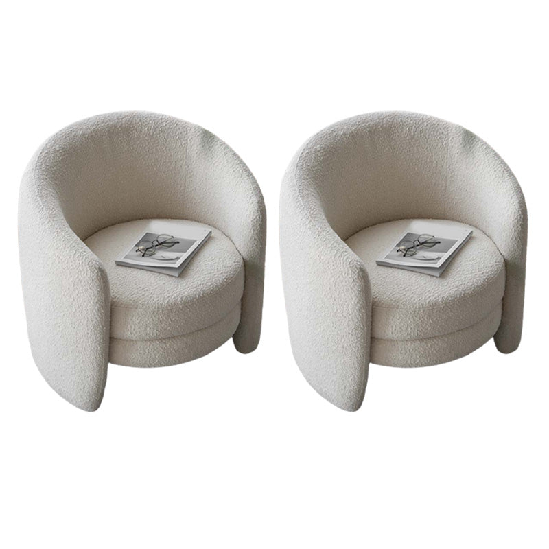 White Fixed Back Lounge Chair Arms Included Barrel Chair for Living Room Wool Blend 2 Piece Set Clearhalo 'Accent Chairs' 'accent_chairs' 'Chairs & Seating' 'furn' 'furn_accent_chairs' 'Furniture' 'Living Room Furniture' 7444037